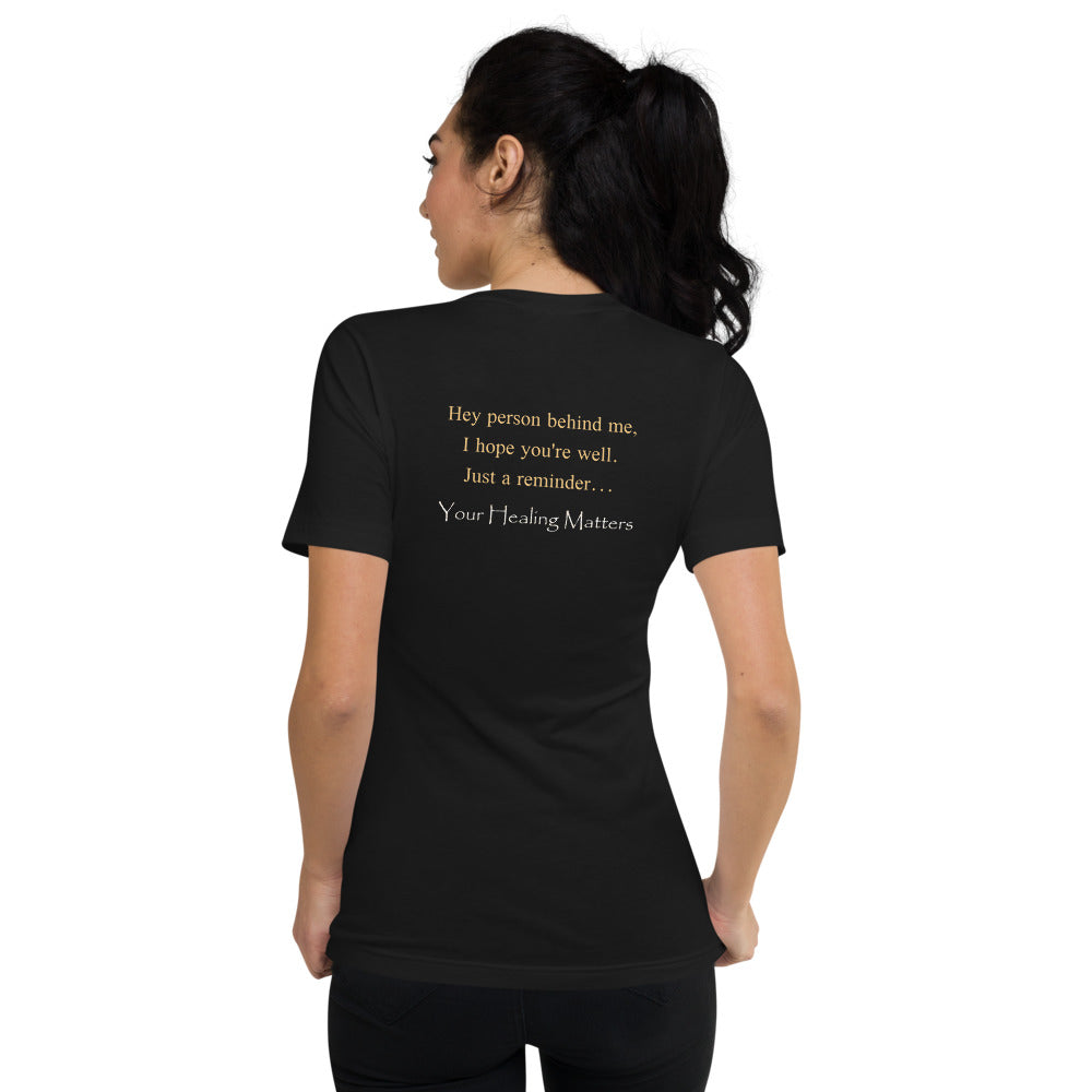 Unisex Short Sleeve V-Neck T-Shirt (black)