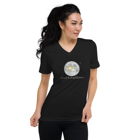 Unisex Short Sleeve V-Neck T-Shirt (black)