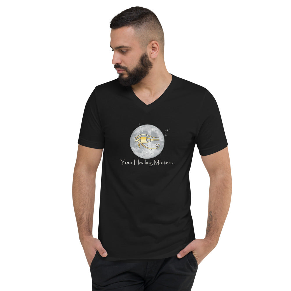 Unisex Short Sleeve V-Neck T-Shirt (black)