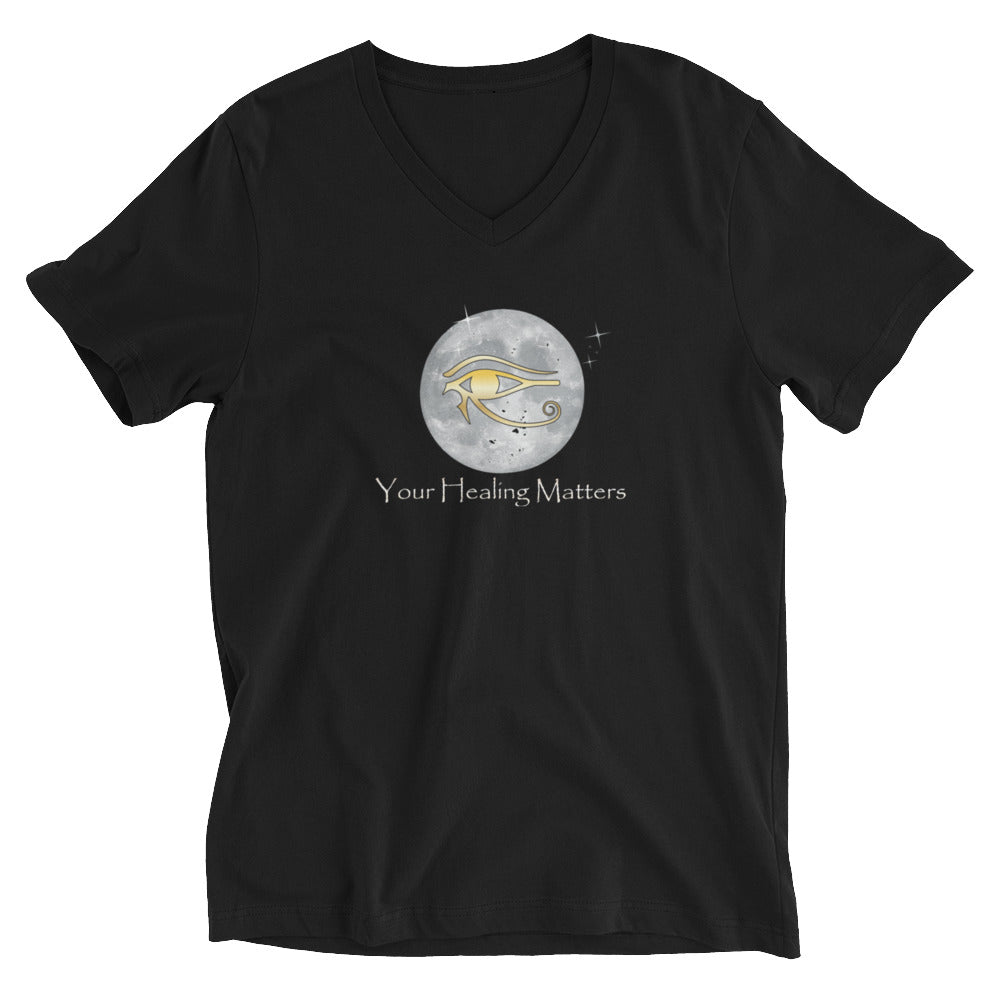 Unisex Short Sleeve V-Neck T-Shirt (black)