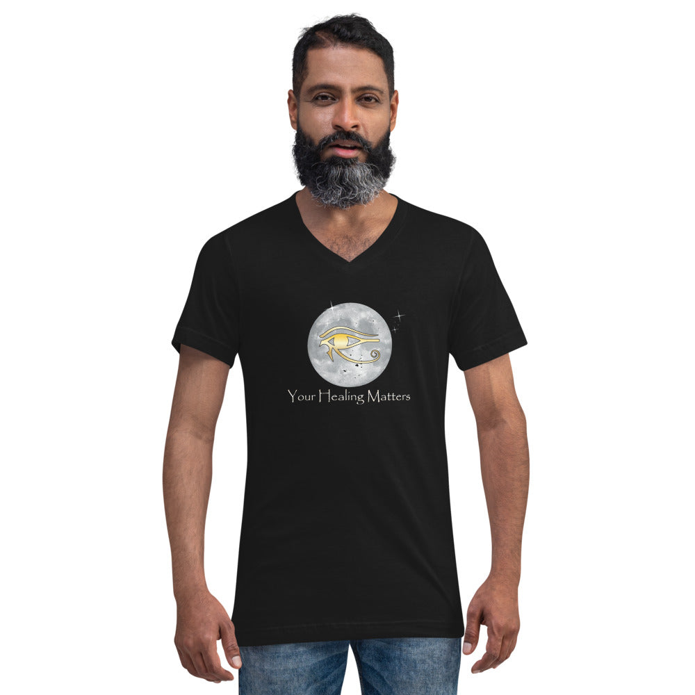Unisex Short Sleeve V-Neck T-Shirt (black)
