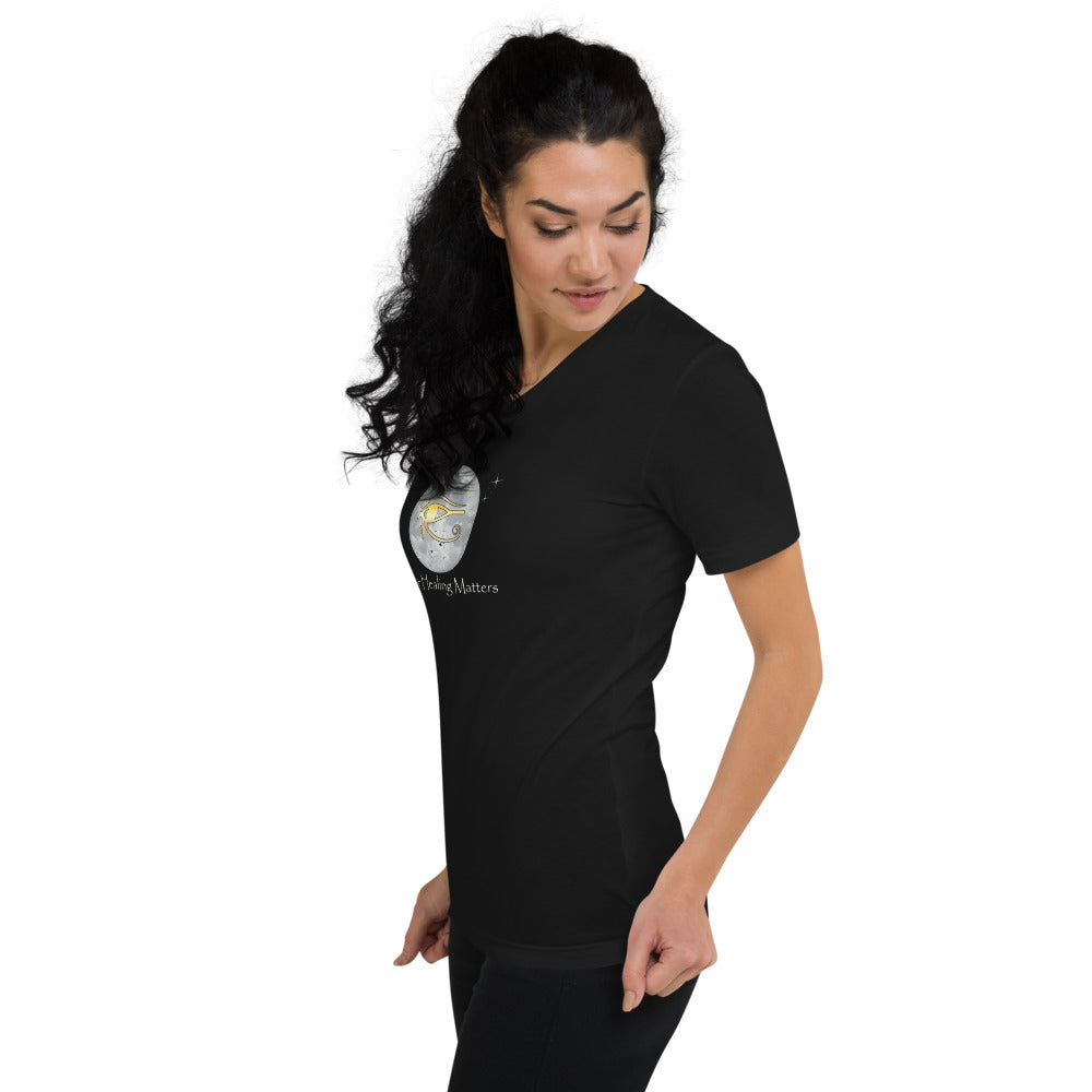 Unisex Short Sleeve V-Neck T-Shirt (black)