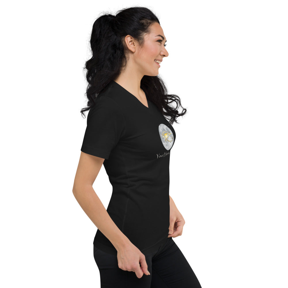 Unisex Short Sleeve V-Neck T-Shirt (black)