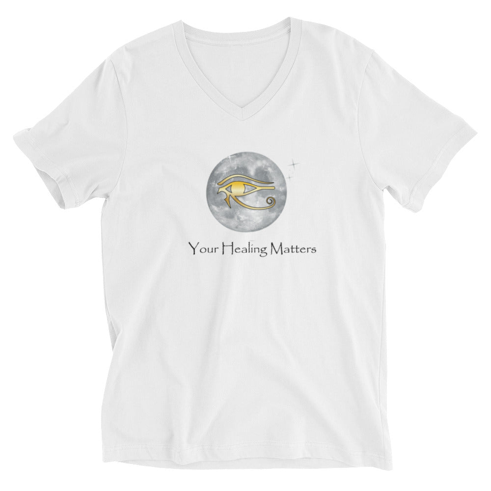 Unisex Short Sleeve V-Neck T-Shirt (White)