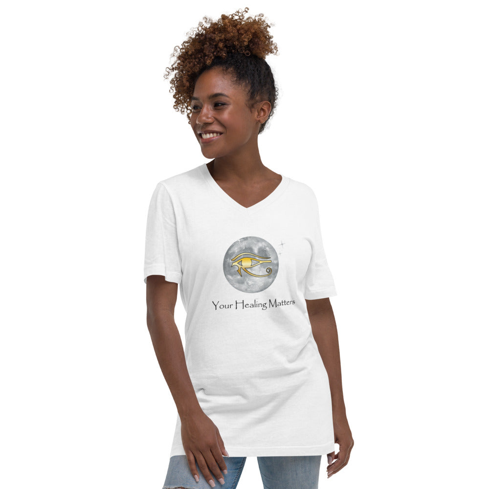 Unisex Short Sleeve V-Neck T-Shirt (White)